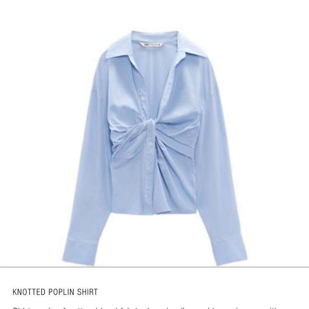 - Zara Blue Knotted Poplin Shirt NWT